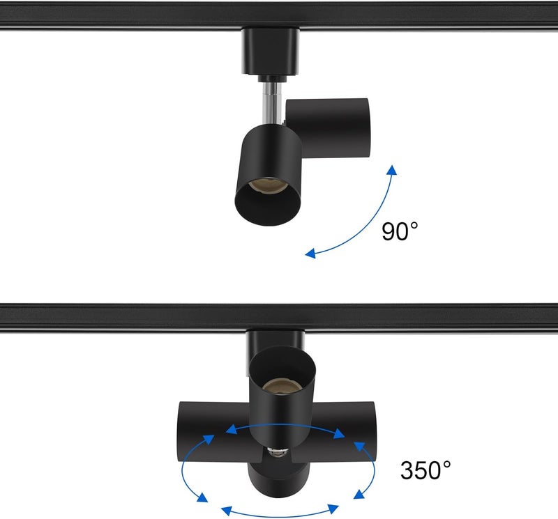 Taysing Track Lighting Heads H Type Halo Track Light Fixtures Adjustable Rotatable Compatible H Type 3-Wire Single Circuit Track Systems for PAR20, R20, PAR30, BR30, BR40, PAR38 Light Bulb(Black, Gu10) - Image 5